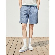 [헤지스 남성] [[22SS]] HZPA2B514N1 연청 워싱 데님 밴딩 숏 팬츠