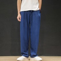 여성통바지 부츠컷 여자겨울 바지 기모 슬랙스 여성와이드팬츠 여름 코튼 린넨 바지 망 얇은 느슨한 바지 큰 사이즈 레이스 업 바지 블루 그레이 블랙 베이지 운동복 -5 남자 바지