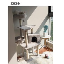고양이 캣타워 놀이터 zeze 고양이 등반 프레임 고양이 쓰레기 고양이 나무 하나의 큰 빌라 고양이 프레임 고양이 점프 플랫폼 고양이 장난감 고양이 긁는 프레임 고양이 용품, 스톡홀름 캣 빌라 70  40  135cm