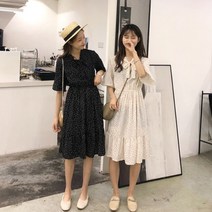 (당일발송)가바바 여성 원피스 복고 리본스트랩 토드 데일리 미디원피스 G33053