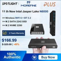 미니피씨 미니컴퓨터 미니PC MOREFINE-M6 미니 PC 11 세대 인텔 N10 2.9GHz 윈도우 DDR 4 2933MHz NVMe SSD 포켓 컴퓨터 HDMI 2.0 4K, CHINA, N6000 + AU, 8GB DDR4 256GB NVMe