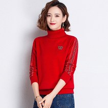 여성니트 이중넥 추동 루즈핏 이너 스웨터 티셔츠