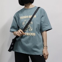 데님투나잇 귀여운 여성반팔티 루즈핏 반팔티셔츠