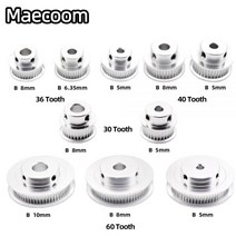 Maecoom GT2 타이밍 풀리 3D 프린터 30 36 40 60 톱니 풀리 휠 보어 5mm 8mm 알루미늄 기어 폭 6mm 부품, 36T W6 B6.35, 1개