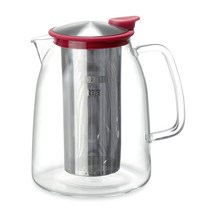 FORLIFE Mist 아이스 티 저그 바스켓 인퓨저 포함 1.9kg68온스 블랙 그래파이트 USA 미국, Red/Clear