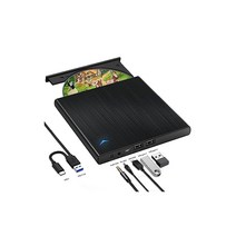2023 신형 DVD 드라이브 외장 USB 3.0 휴대용 CD DVD+/RW 드라이브 3.5mm 오디오 아웃 2개 USB 포트 포함 슬림 CD/DVD 플레이어 Windows 11/10 PC 맥북 Apple 지원