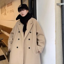 남성 겨울 더블코트 오버핏 코트 카라 스타일