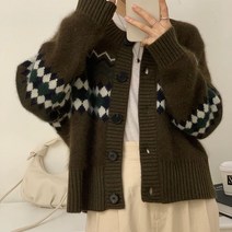 소프트한배색 레이어드 노르딕 가디건 하늘비즈 C11 K450H277
