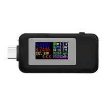 Type-C USB 테스터 실용 KWS-1902C USB 전압 및 전류 테스터 4-30V 0-5A USB 전력 계량기 색상 디스플레이 0-150W, 검은색