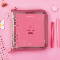 A6와이드 체리픽 다이어리 4 지퍼, 로즈핑크