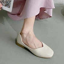 따봉오빠 2cm 여성 사이드 오픈 라인 데일리 플랫 단화 화이트(DB104)