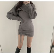 스트링 볼레로 니트 원피스 세트