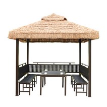 옥상 정자 초가 농막 원두막 시골 조립식 쉼터 캐노피, 3.5×3.5m 캐노피 메쉬 천 커튼+사진참조