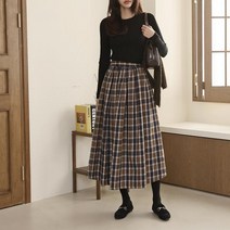 체크개더스커트 1111906BOTTOM 프린트 패턴스커트 브라운 Brown 그레이 Gray 네이비 Navy 캐주얼 어