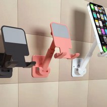 핸드폰 각도 기울기 조정 회전 접착식 자바라 거치대 욕실 화장실 벽면 부착 고정대 검정색 흑색 블랙