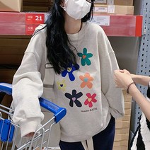 데일로엔 여성 꽃무늬 포인트 맨투맨 티셔츠