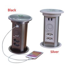 브라질 플러그 전동 자동 팝업 전기 소켓 24 전원 콘센트 2 USB A C 충전 포트 무선 충전기, 3.2 Plugs USB BT  100240V은