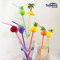 우산 100 개팩 3d 과일 칵테일 종이 빨대 마시는 빨대 파티 바 장식 휴일 파티 용품 색상 모듬 여러가지색깔