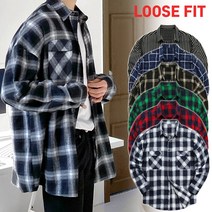 카키브라운 남자 루즈핏 셔츠 체크남방 남성 오버핏 셔츠 스트라이프 남방 기모 가을 겨울 빅사이즈