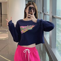 여성 겨울 기모 크롭 맨투맨 티 셔플 댄스 스포츠 재즈 스웨터 스타일 가 ​​긴팔