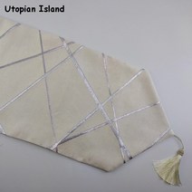 자갸드유럽풍러너 자가드천러너 식탁가운데러너 거실장테이블보 금색테이블러너 서랍장러너 티비다이레이스 매화러너 반짝이러너 피아노테이블러너 거실장러너 현대 장식 줄무늬 자카드 크리스마스, 160x30cm, 베이지 화이트