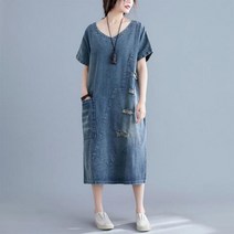 오버핏 데님원피스 청원피스 반팔 빈티지 여름원피스 완전