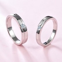 모이사나이트 커플 결혼 반지 925 실버 로듐 도금 다이아몬드 테스트 과거 D 컬러 약혼 남성 및 여성용