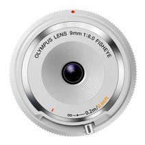 OLYMPUS 미러리스 일안 9mm f8 피쉬 아이 바디 캡 렌즈 화이트 BCL-0980 WHT