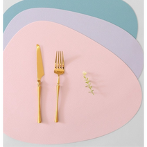 블리스홈 북유럽 귀여운 조약돌 실리콘 테이블 식탁 매트 + 컵받침포함, 2P, 레드2P