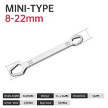 만능 스패너 렌치 공구 범용 Torx 3-17mm 8-22mm 두께 5mm 자체 조임 조절 가능한 보드 더블 헤드 수공구, [01] black 8-22mm, 2.black 8-22mm