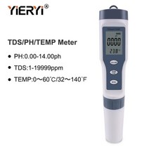 Yieryi 새로운 TDS PH 측정기 PHTDSEC온도 측정기 수영장 식수 수족관용 디지털 수질 모니터 테스터, 협동사, TDS PH 온도 테스터