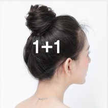 똥머리 가발 머리띠 올림머리 승무원 당고머리 곱창 부분 가발 면접 머리 가채 1+1, 라이트브라운