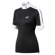 엘르골프 여름 여성 넥 컬러 배색 7부 티셔츠