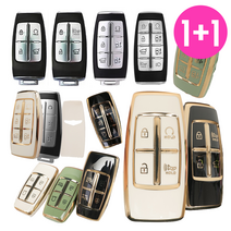 바이어블 1+1 제네시스 차량용 TPU 풀커버 키케이스 키홀더 / G70 G80 GV70 GV80 GV90 시리즈, 02. 4버튼 H타입 (VA-TA39), 블랙골드, 그린골드