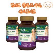 [3개]펫 내추럴 케어 힙 앤 조인트 데일리헬스 1단계 60개입 글루코사민 콘드로이친