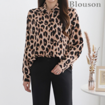 블루종세일 한정수량/패플단독 블루종 레오파드 오버핏 블라우스_B2109BL604C