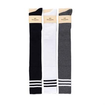 KN7 스트라이프 오버니삭스 골프 등산 요가 여성양말 긴 하프 반바지, 벤타샵다크그레이