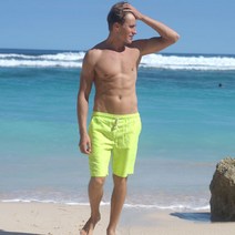 맨 형광 밴딩 비치 반바지