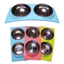 쉬운세척 소형견 애견 2구 식탁 밥그릇 강아지사료통 강아지, 1개