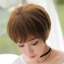 숏컷 가발 짧은컷트 티안나는 통가발 여자 커트머리, 오렌지브라운