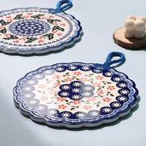 북유럽 주방 오브제 도자기 냄비받침 8종, 냄비받침 라탄패턴20x20 A