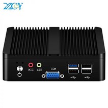 XCY 팬리스 미니 PC 인텔 셀러론 J1900 쿼드 코어 듀얼 이더넷 RS232 Windows Linux HDMI VGA 4xUSB WiFi 산업용 컴퓨터, 4G RAM 128G SSD WiFi, Intel Celeron N2830