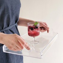 아크릴 트레이 투명 카페 트레이, 옐로우