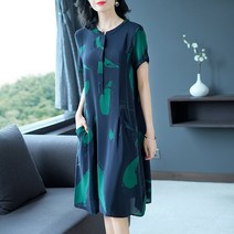 HQINT 마담원피스 빅사이즈반팔 여름 40대 50대 중년원피스 엄마 마담 미시 CF639