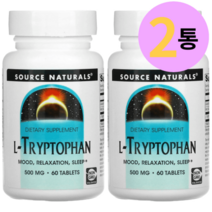 소스내추럴스 L-트립토판 500mg 60정 2통 세트 철분 칼슘 함유