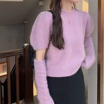 나인포시즌 소프트 퍼니트 워머 반팔 퍼프 니트 세트