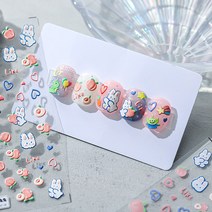 [디비투] 3D입체 데코스티커 네일스티커 모음 (33종디자인), S016-피치토끼, 1개