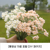 코바늘 사계절 손 뜨개질 DIY 취미키트 꽃 다발 태교 니트 왕초보 만들기 세트, 6 안개꽃 DIY패기지