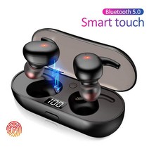 TWS Bluetooth Earphone 5.0 Wireless Headset Life Waterproof Deep Bass Earbuds True Stereo Headphone, Color Black