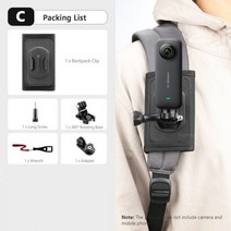 Vamson-Insta360 One X2 X3 Dji 액션 3 GoPro 11 용 360 도 로터리 백팩 클립 인스타 체스트 숄더 클램프 마운트, C